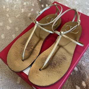 Valentino Gold Thong Sandals